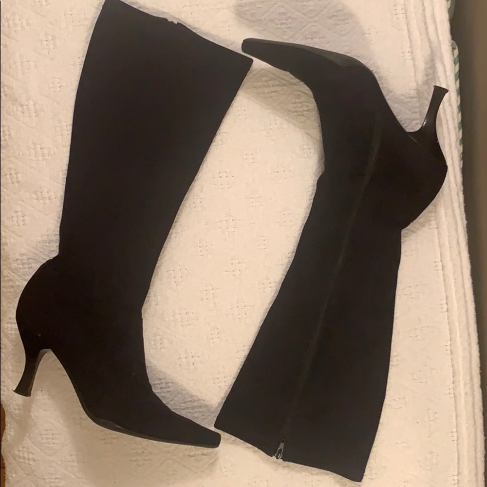 Franco Sarto Black Suede Knee High Boots EUC
